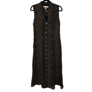 David Warren New York black and brown leopard button down dress. Size 12‎